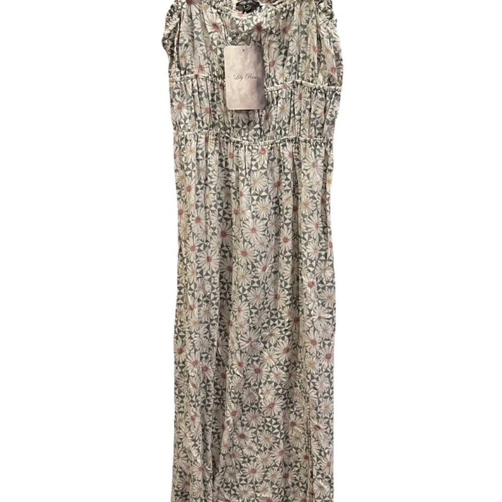 Lily Rose Daisy Print Dress in Green and Pink